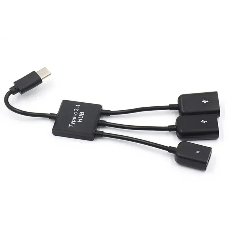 3 su 1 micro mozzo USB da maschio a femmina doppio USB 2.0 host otg convertitore cavo estensione universale per telefoni cellulari neri