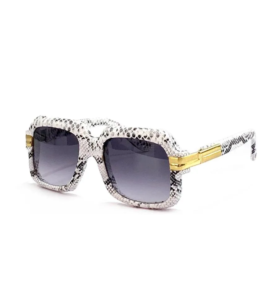 Fyrkantiga solglasögon 607 Snakeskin läder svart guld full fälg optisk ram vintage 56mm gafas de sol mode solglasögon glasögon fra4509881