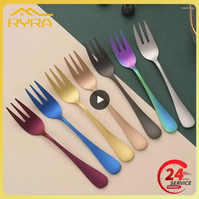 Forksie kawałki Gold Fruit Fork ze stali nierdzewnej Zestaw herbaciany z lodami