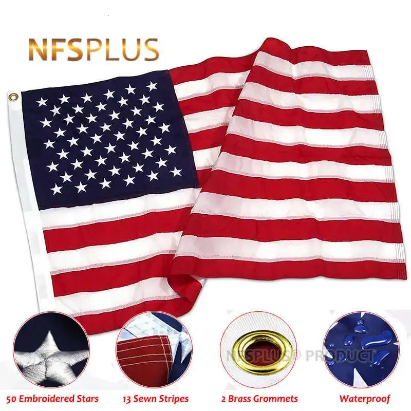 Çift taraflı ABD bayrağı, yıldız spangled banner oxford kumaş evi açık ABD Ulusal Bayrak Banner USA 240509