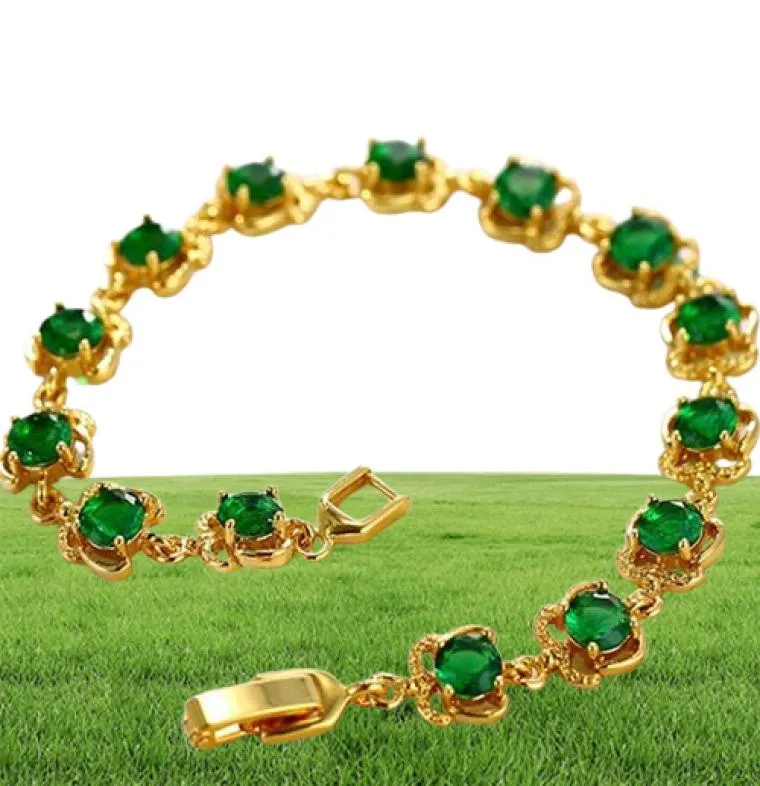 Bracelet émeraude bijoux scintillant 18k 18 km jaunes rempli filles bracelet bracelet chain de poignet 18 cm de long beau cadeau274r2440137