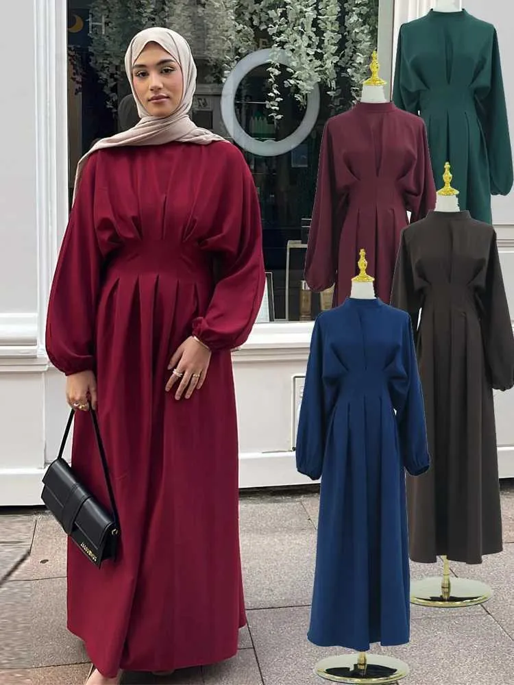 Abbigliamento etnico Ramadan Linen Abaya Dubai Turchia Islam Muslim Dress Abito da preghiera Kaftan per donne Ka Robe Arabe Femme Musulmane T240510