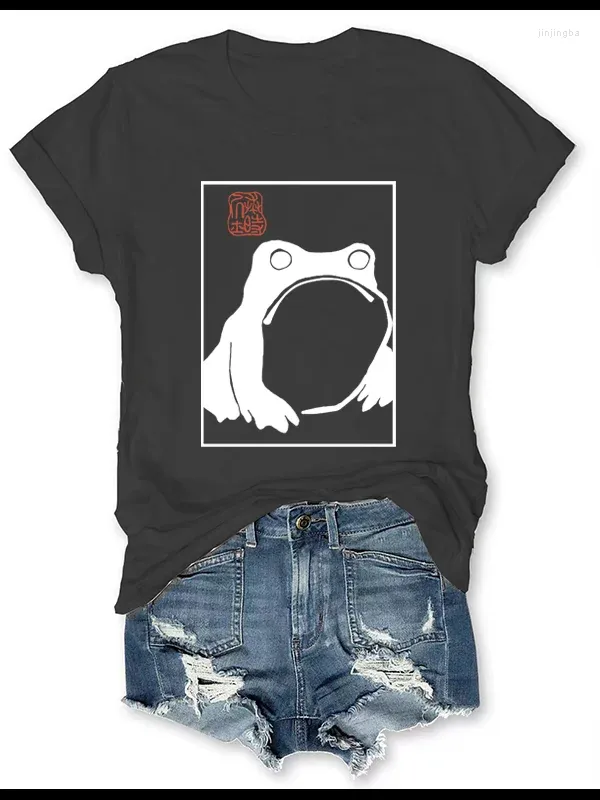 Koszule damskie 2024 Współczesne chińskie styl kobiety T-shirt Fortune Frog Malowanie Kobieta koszulka Voguish Fallow Comfort Seasons Girl Tee