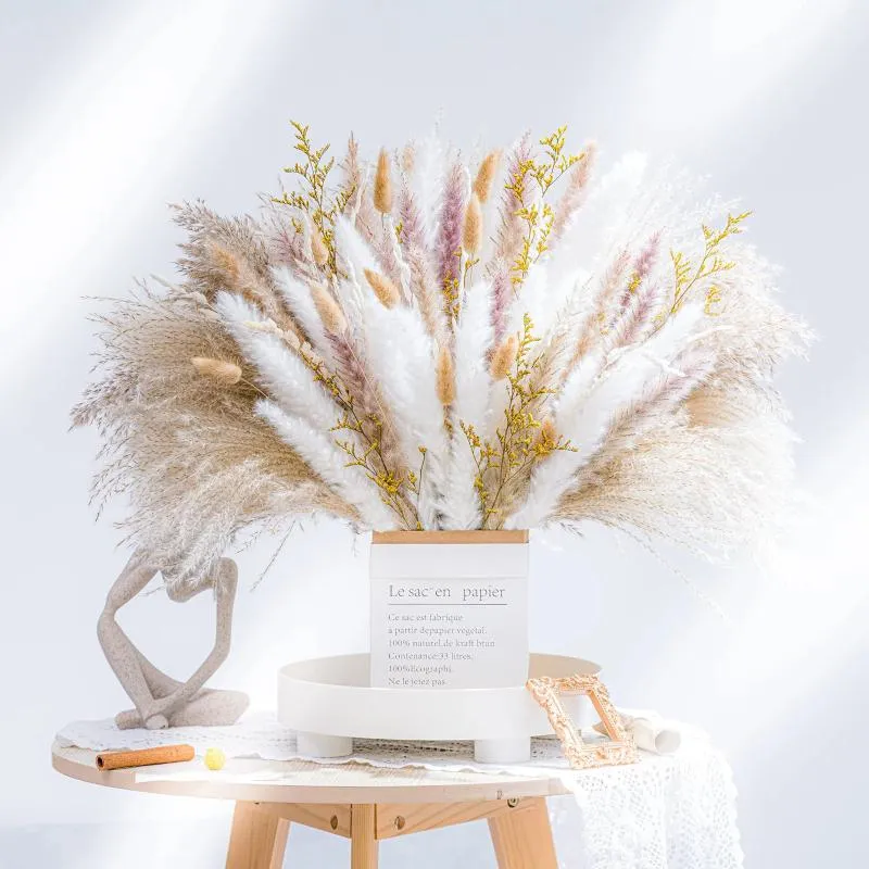 Dekorativa blommor naturliga pampas gräs mix bukett torkad för bröllop boho hemrum borddekor skrivbord rustik bondgård