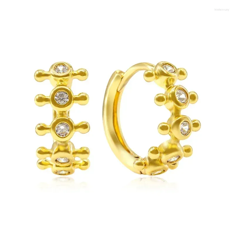 Boucles d'oreilles cerceaux en gros de couleur plaque d'or charmante zircon rond de haute qualité pour les bijoux de mode féminine glamour