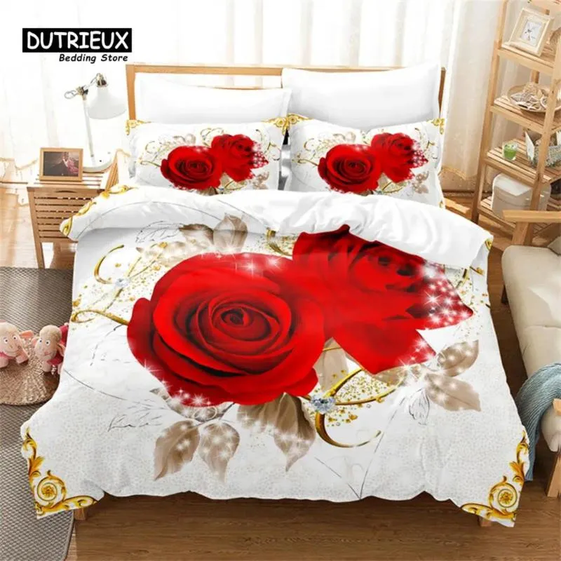 Set di biancheria da letto Fiori Roses copripiumini set di copertura morbida comoda traspirante per decorazioni per camere per camera da letto