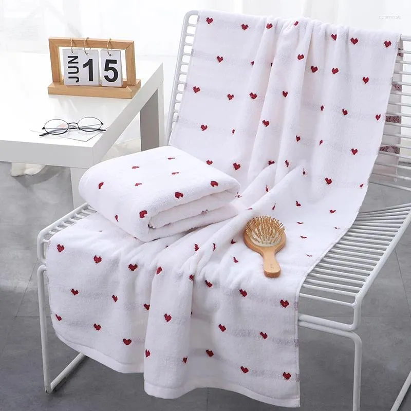 Serviette 70 140 cm de bain serviettes en coton motif de coeur pêche pour fille / hommes rectangle décor de salle de bain