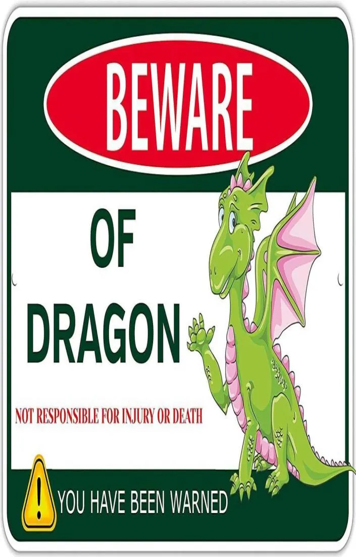 Méfiez-vous de Dragon Metal Tin Sign Funny Dragon Sign Gifts for Boys Room Decorksids Wall Dragon Tank Products Partal Baby6181129