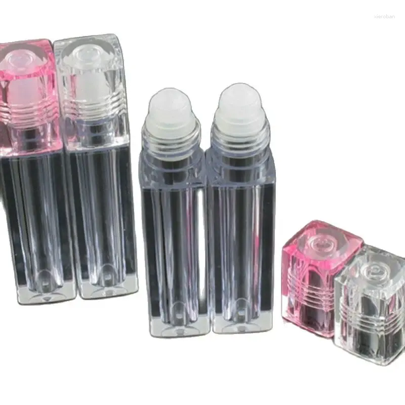 Lagringsflaskor 200 st 6.5 ml rosa klar läppoljeflaskrulle på tom doft parfym väsentlig med kulrulle