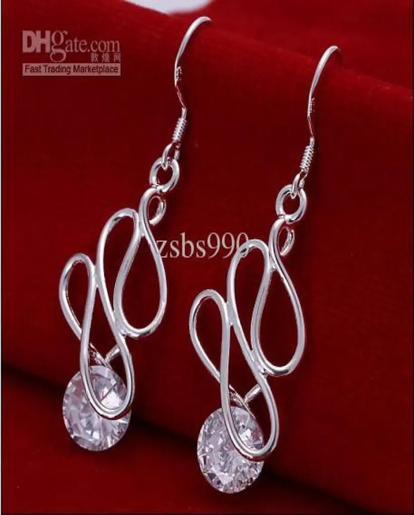 Vente populaire 925 Silver Inclay Zircon Ed Wire Drop Boucles d'oreilles Bijoux 10pairlot4240908