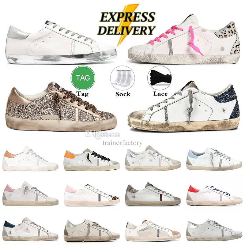 Sneakers dorés de qualité supérieure Chaussures robes de concepteur superstar sale super star noir blanc rose rose verte étoile femme masculine des chaussures entraîneurs