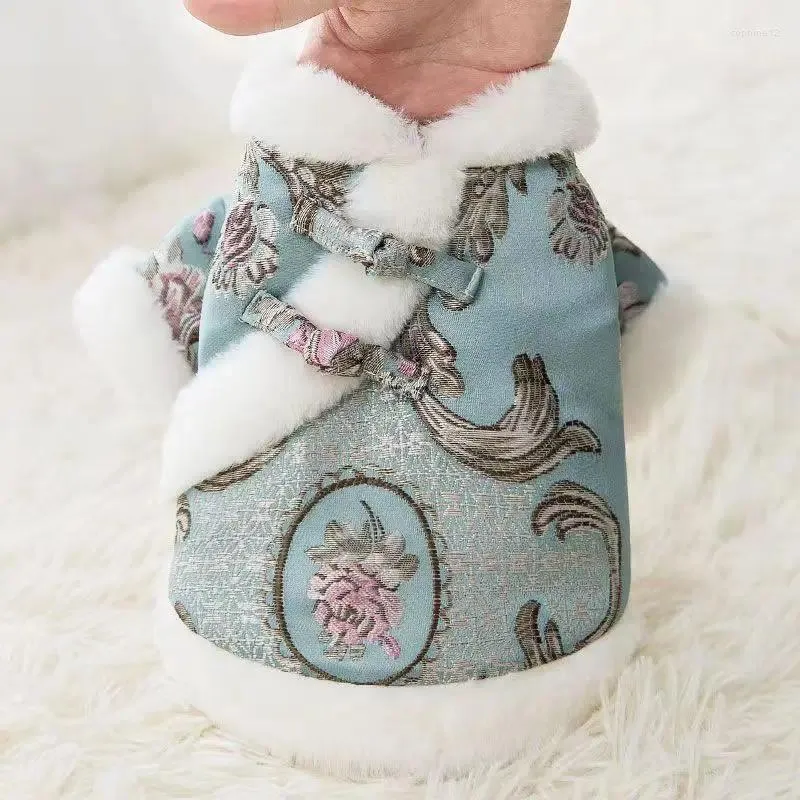 Hondenkleding winter jas kattenkleding Chinees lente festival tang pak puppy kostuum outfit voor kleine honden huisdier