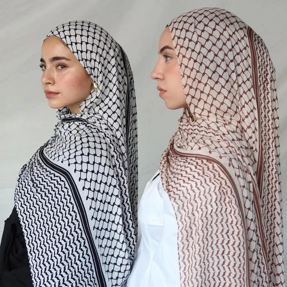 Ramadan Printed Chiffon Headscarf Middle East Dubai Headband Muslim Women Hijab Islam Fashion Scarf Female Long Turban 240430