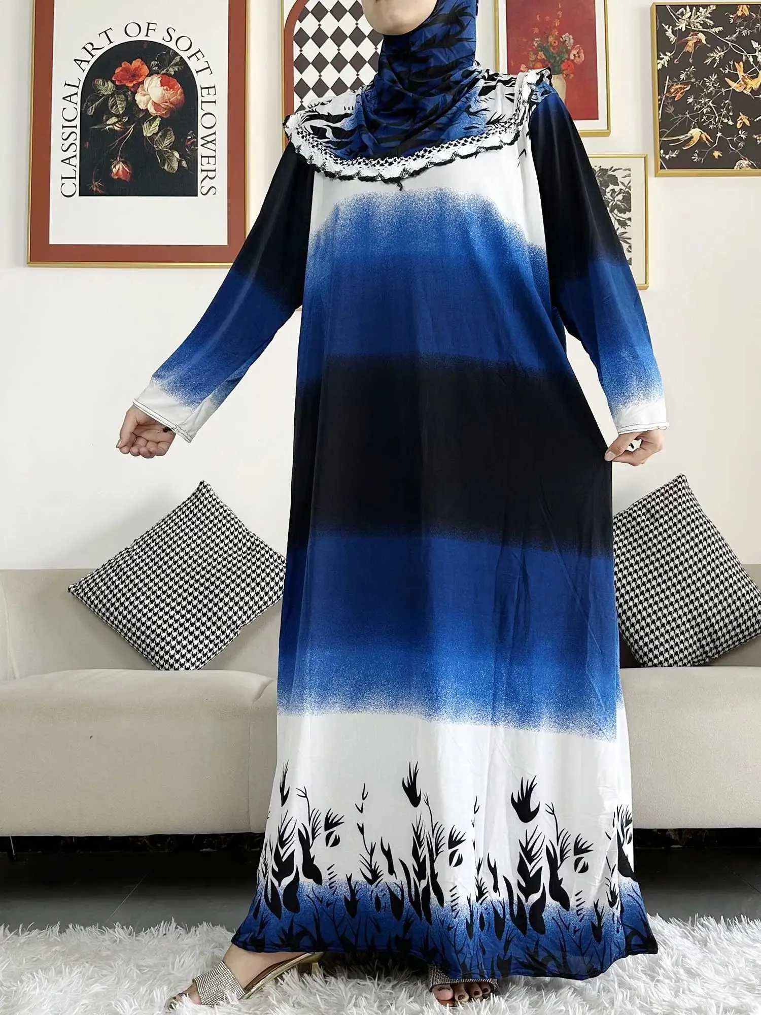 Abbigliamento etnico 2023 cotone musulmano abayas per donne preghiera Ramadan Dubai Turchia del Medio Oriente Fema