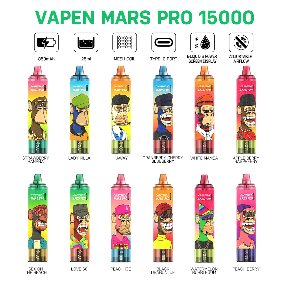 Vapen Mars Pro 15000 Tornado sbuffato 15K 9K Pro E sigaretta 15000 sfondare vapori usa e getta 25 ml 850 mAh Vaper a sbuffi usa e getta con schermo del display