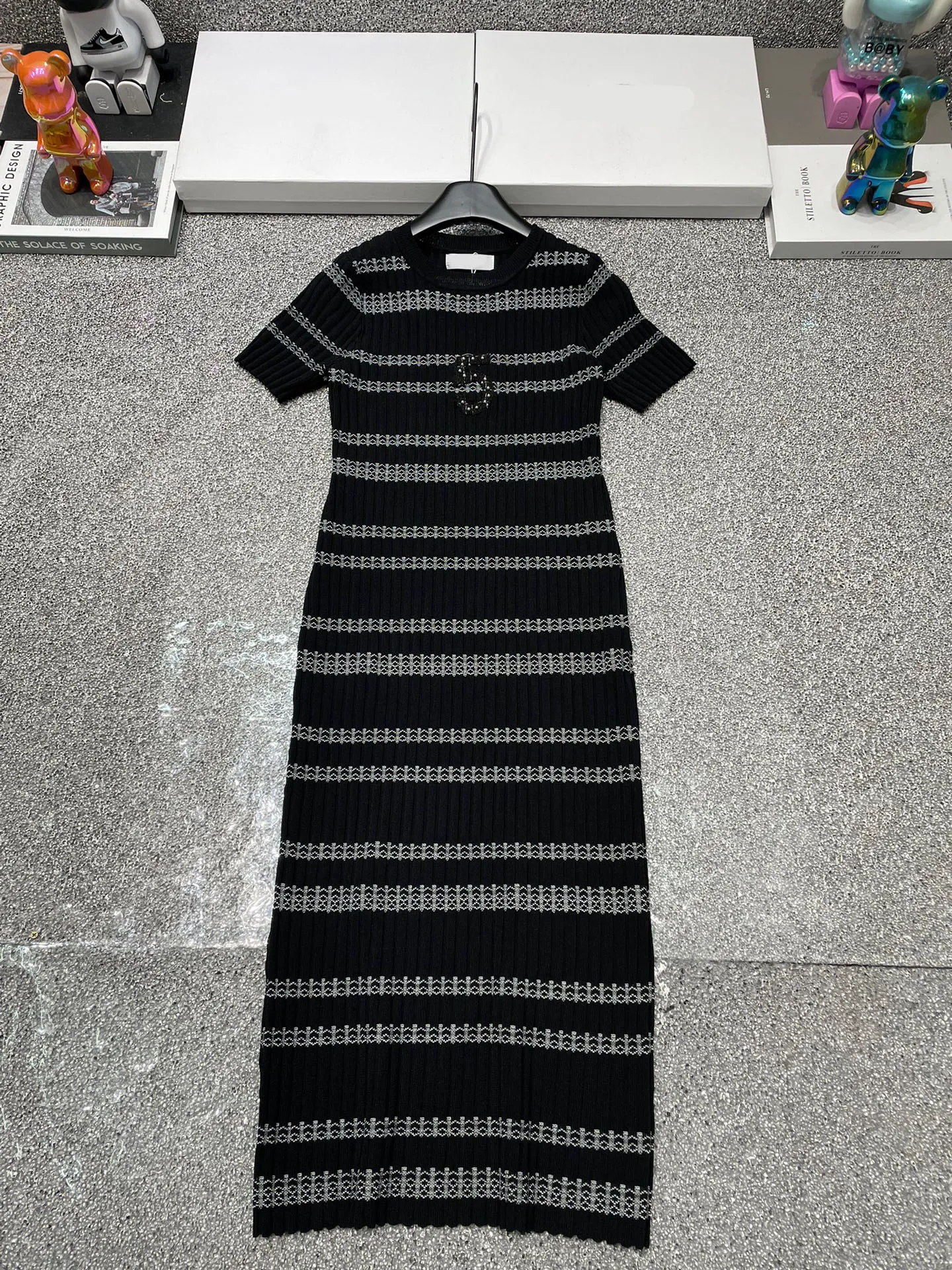 Robes de numéro décontracté d'été Designer Knitting Striped Robe Long Robon