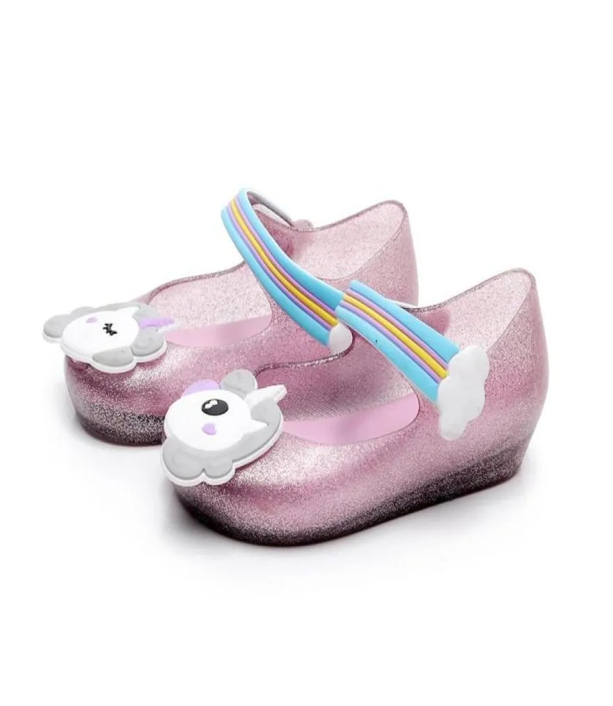 Mignon fille dessin animé sandales mini chaussures de licorne Nouveau poisson gelée d'hiver