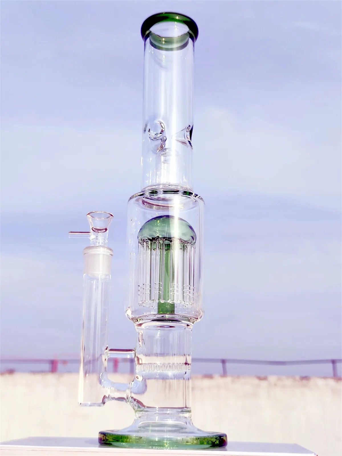 Glass de vidrio de 16 pulgadas con espesor de 9 mm Cattador de hielo verde pesado Filtro de medustación Hookah Glass Bong Dab Rig Recycler Bongs de 14 mm Almacenamiento de EE. UU.