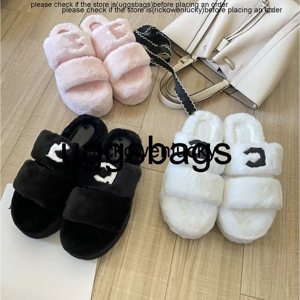 Chanells Shoe Chanelity Slippers Brand Platform New Furry Paseo Flats Comfort Shearling Strap Päls Slide Women Flat Sandal Inomhus Vinterfluffig ullplysch Mules Comf