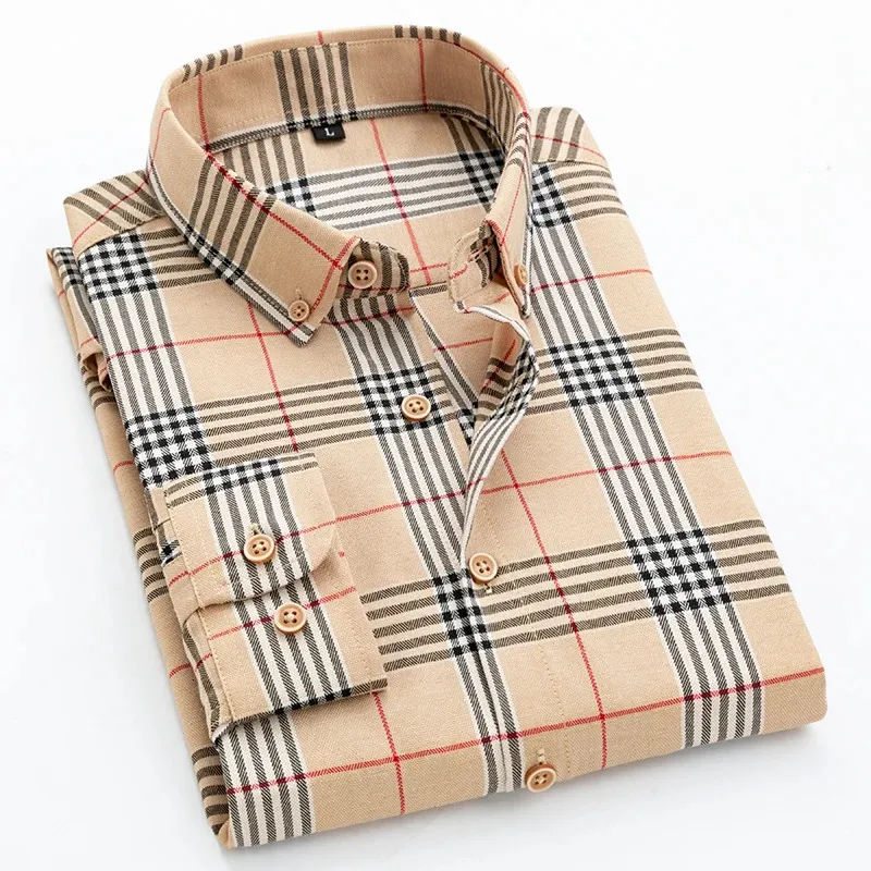 Мужчина чисто хлопчатобумажная рубашка Mens Fashion Trend Регулярно подходит для повседневного делового рубашки с длинными рукавами топ 240430