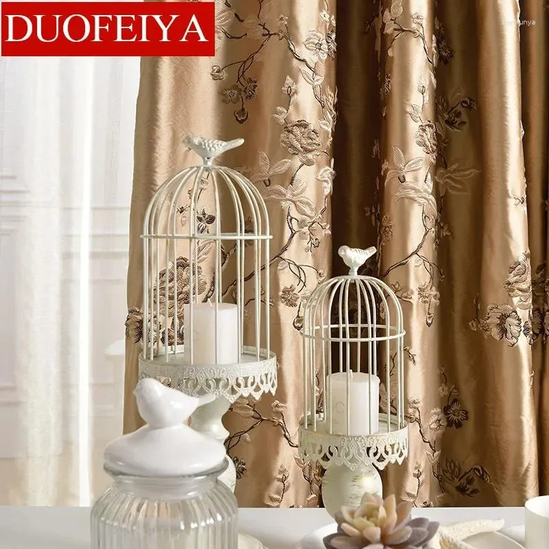 Tende europea ricamata europea semplice tende jacquard di lusso per soggiorno camera da letto blackout decorazione di tulle bianca elegante