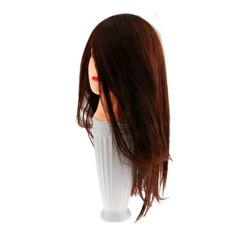 Barber Salon Cosmetology Human Hair Practice Hairdressing Training Head Mannequin - Smooth and Long