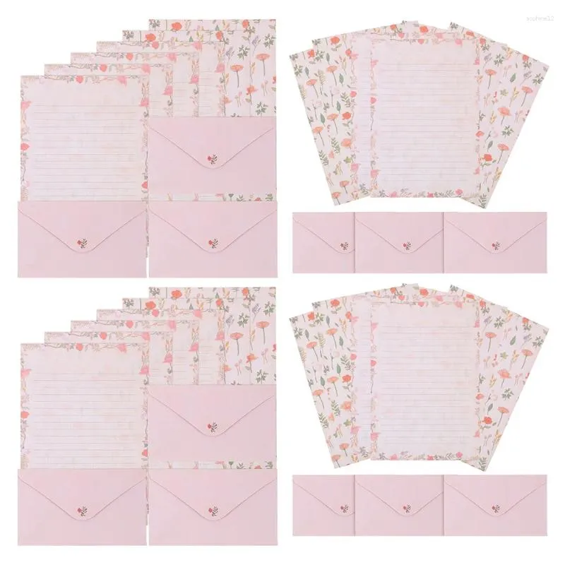 Enveloppe cadeau 4 ensembles Enveloppe de papeterie pour la lettre écriture papier vintage invitations kit lettres mignonnes rose