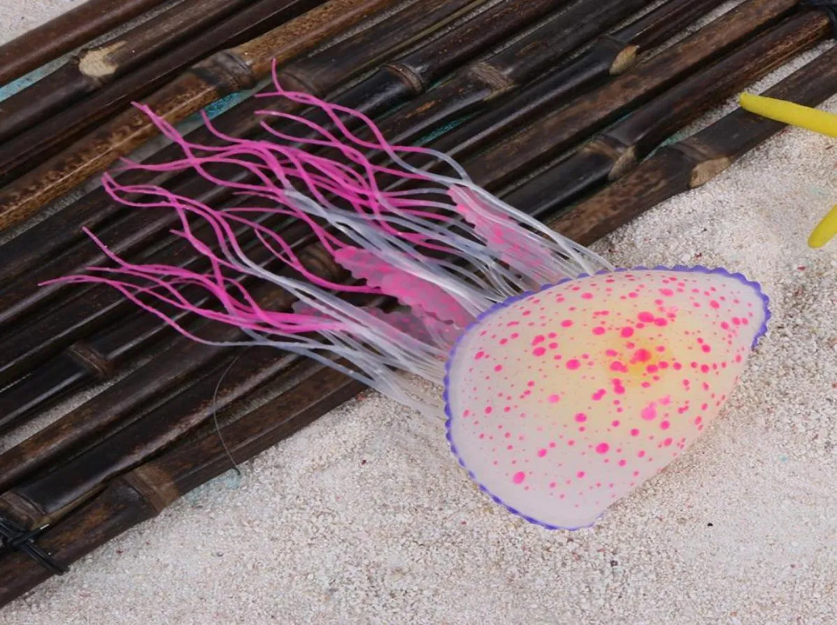 Silicone artificielle Jellyfish brillance dans le nage de natation nage aquarium décoration accessoire3970843