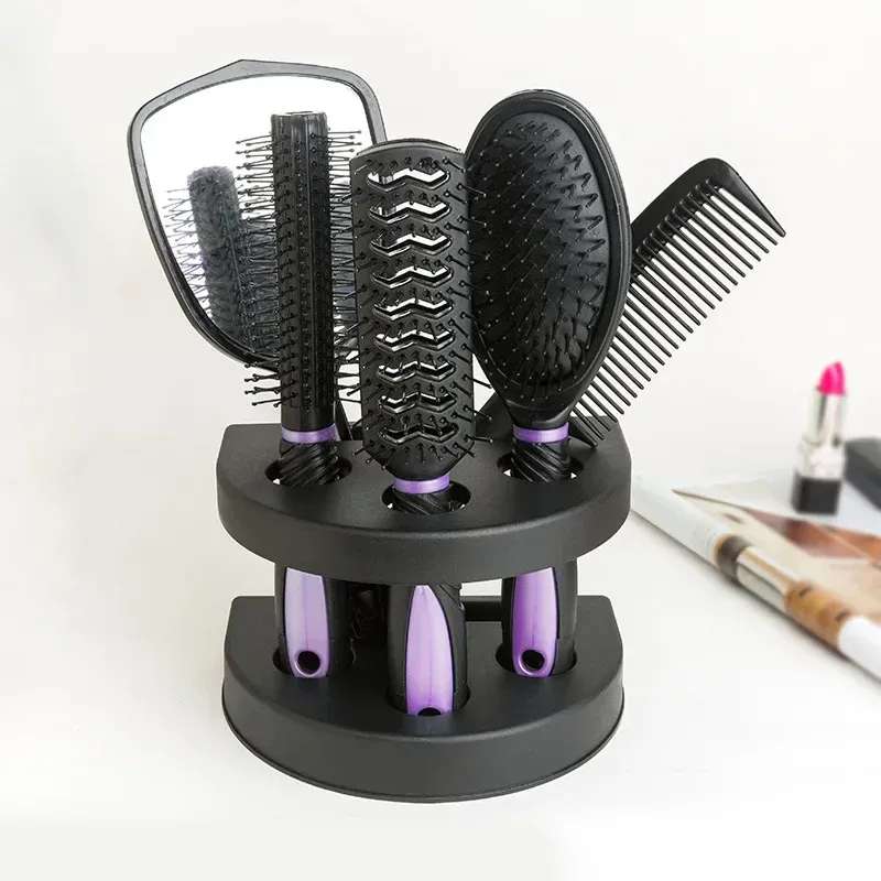 In Stock Salon Styling Set Frauen Reisen Make-up Erwachsener Haarbürste mit Halter Home Tragbares Antistatik-Kämpfer Spiegel-Werkzeug