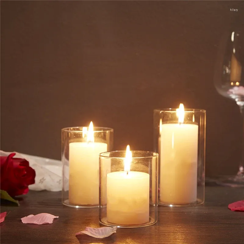 Candle Holders Housewares Glass Cylinder Vase Decorative Centerpiece For Wedding And Home Decor Soporte Para Velas Swiecznik