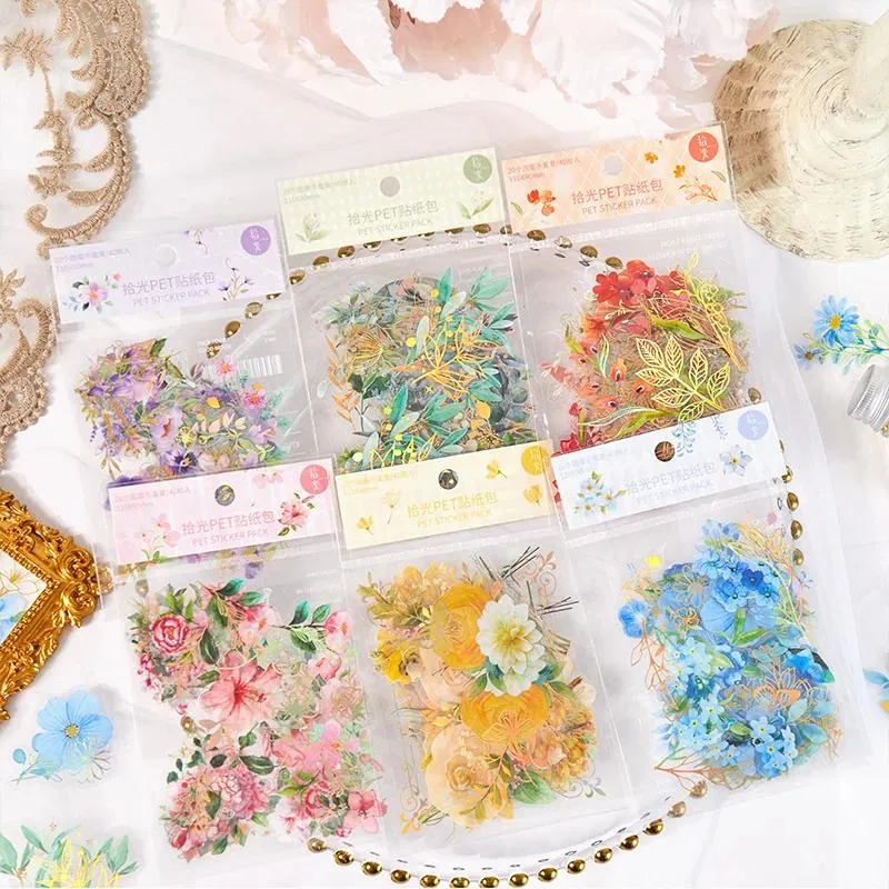 Enveloppe-cadeau 40 PCS Transparent Flower Plant Pet Sticker Sac à main sac à main DIY MATÉRICES DÉCORATIVES ACCESSOIRES SCHAPBooking