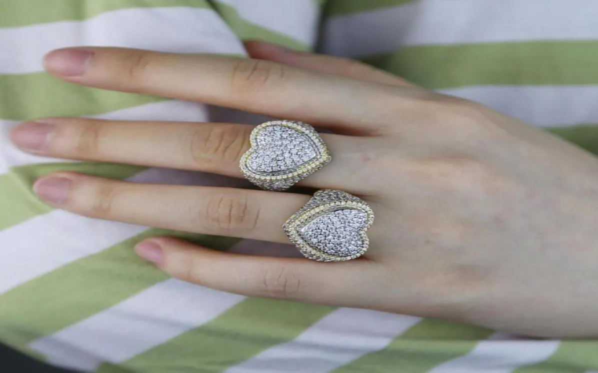 Plate-forme de mariage plaqué à deux tons pavée 5A Cubic Zircon Stone pour femmes hommes anneaux de doigt de haute qualité bijoux entier 9994398