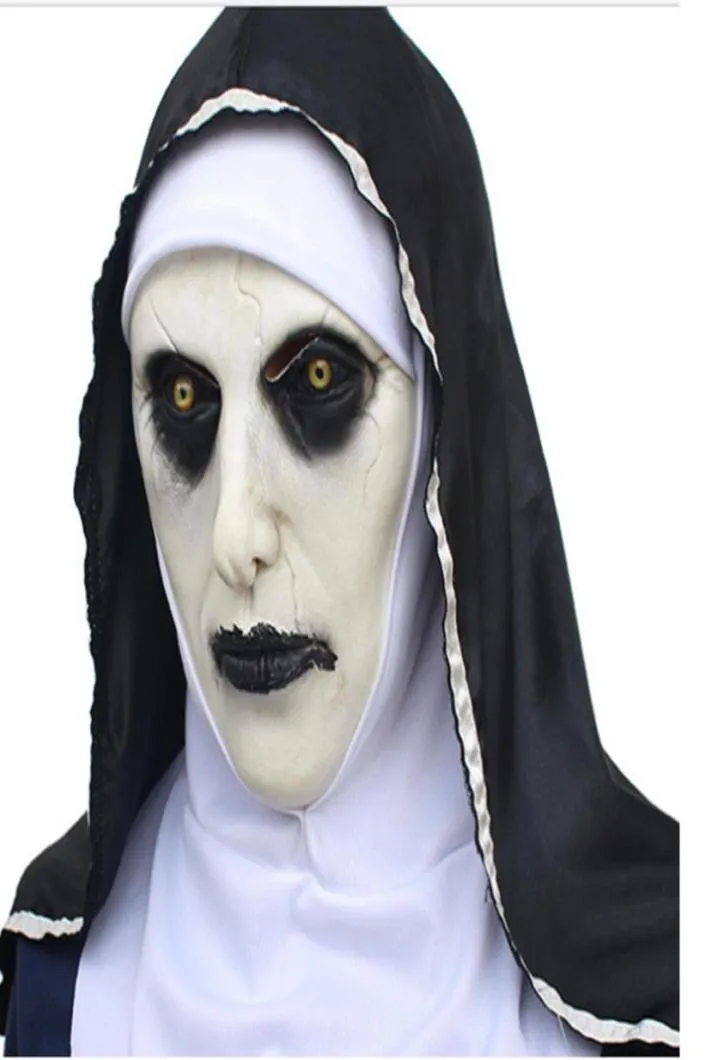 A máscara de Nun Valak deluxe Latex Scary Full Head Halloween Cosplay Costume Acessório Halloween Máscaras de festa RRA21407870867