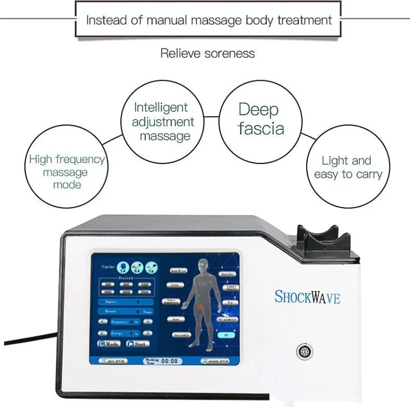 Altre attrezzature di bellezza Shockwave Health Product Machine Physiotherapy Salon Attrezzatura Terapia delle onde Machina