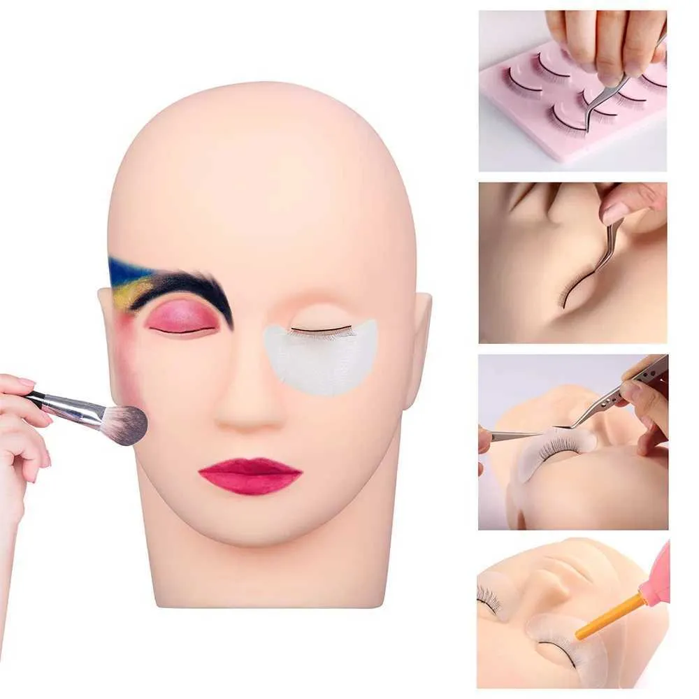 Mannequin Heads Soft Rubber Massage Eyelash Training Head Extension Cosmetics Human Body Model Facial Care Q240510