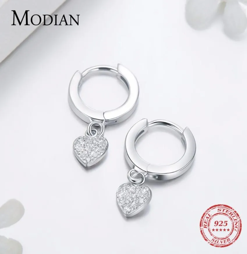 Modian New Luxury Solid 925 Sterling Silver Hearts Stars Dangle örhängen Fashion Silver Jewerly For Women Wedding Earring Gift2948636