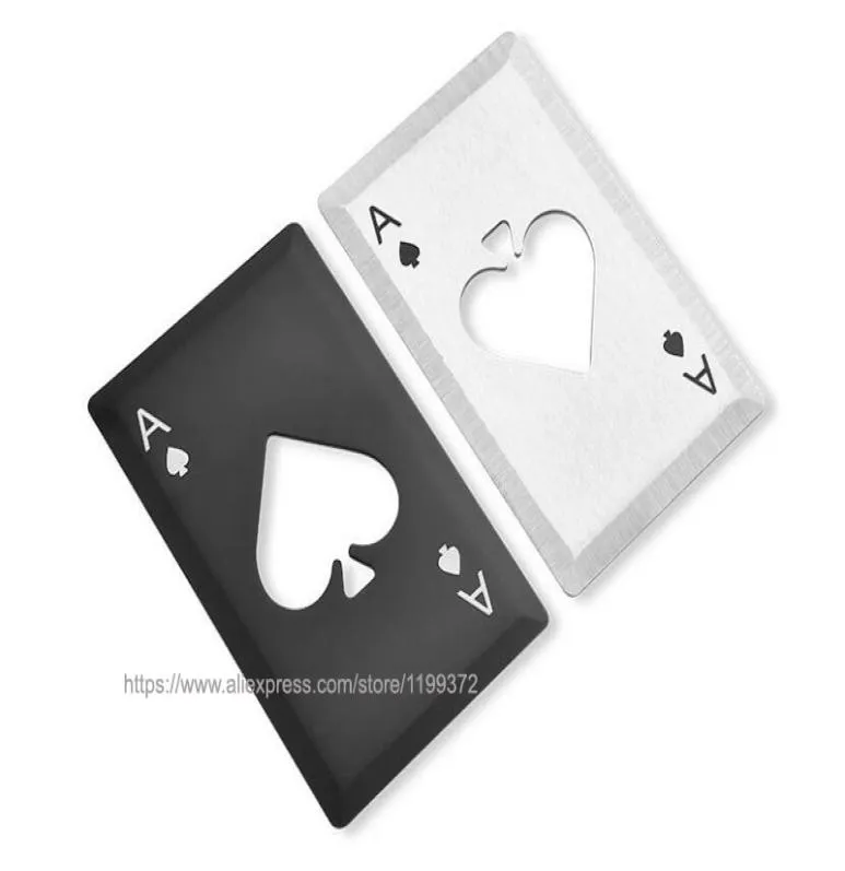 50pcs High Quality New Spades Stainless Steel Playing Card Poker A Ace Soda Beer Wine Cap Can Bottle Opener Openers Bar Tool Tools5496187