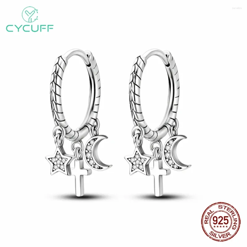 Orecchini dangle cycuff 925 Sterling Drop stars Crocifisso Moon Crocifisso per le donne Gioielli per feste di nozze