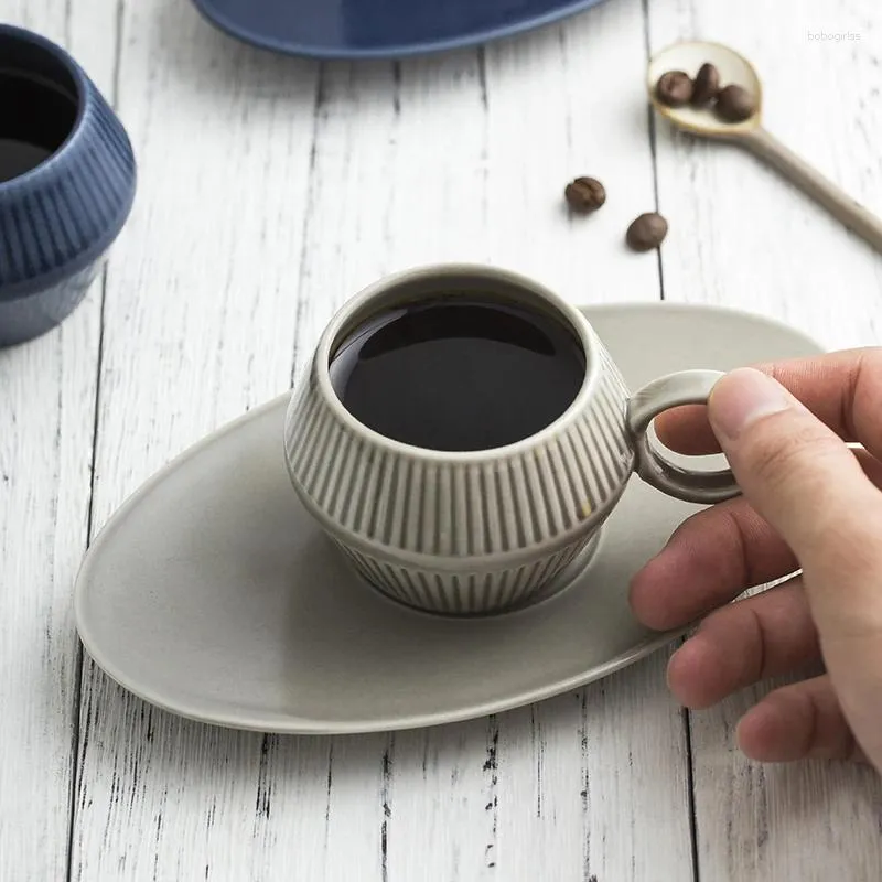 Tasses 120 ml Japan Style Coffee tasse de tasse de café Mini Retro Espresso Mug Céramique Blue Breakfast Small Fresh Gift Cl10250957 Mignon