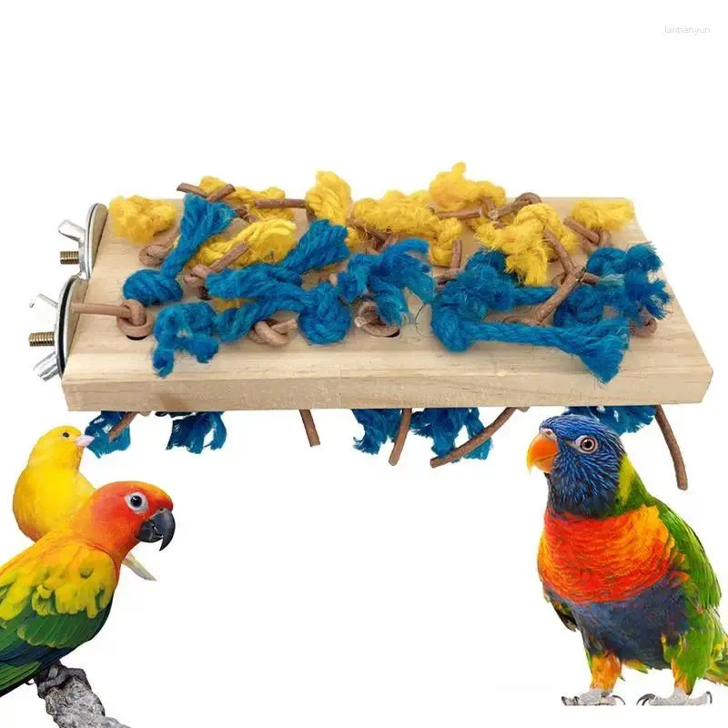 Andra fågelförsörjningar papegoja tugga leksaker varaktigt tugga leksak trä husdjur stativ cockatiel som foderar små för olika fåglar