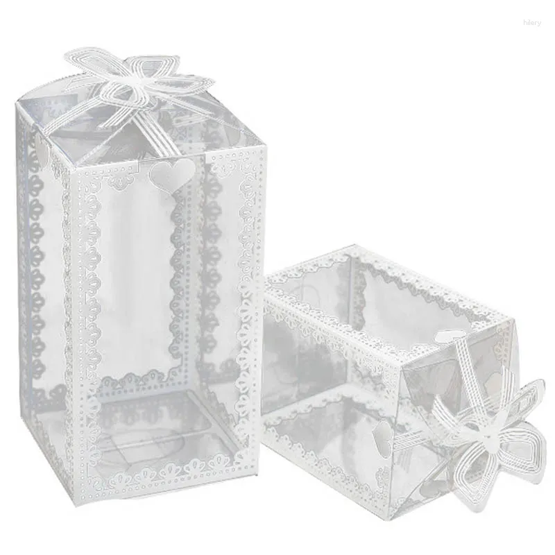 Present Wrap 10st Transparent PVC Box spetslådor för förpackning Choklad godis äppelkakor baby shower födelsedag s