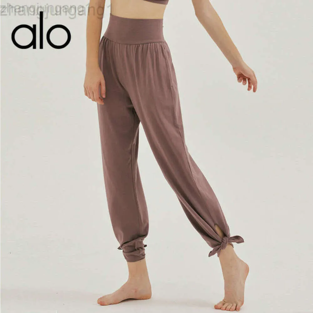 Desginer als Yoga Aloe Pant Leggings Bodybuilding Taille Bein kann mit Taschen mit atmungsaktiven losen Hosen gebunden werden