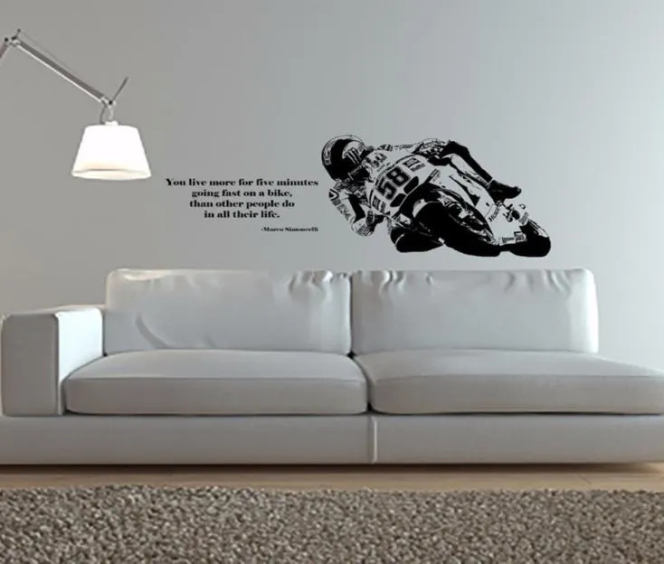 Yoyoyu Wandtastkal Vinyl Art Home Decor Sticker Bike Motorrad Sportdecal Kinderzimmer Dekoration Rennbares Poster ZX019 2103088464076