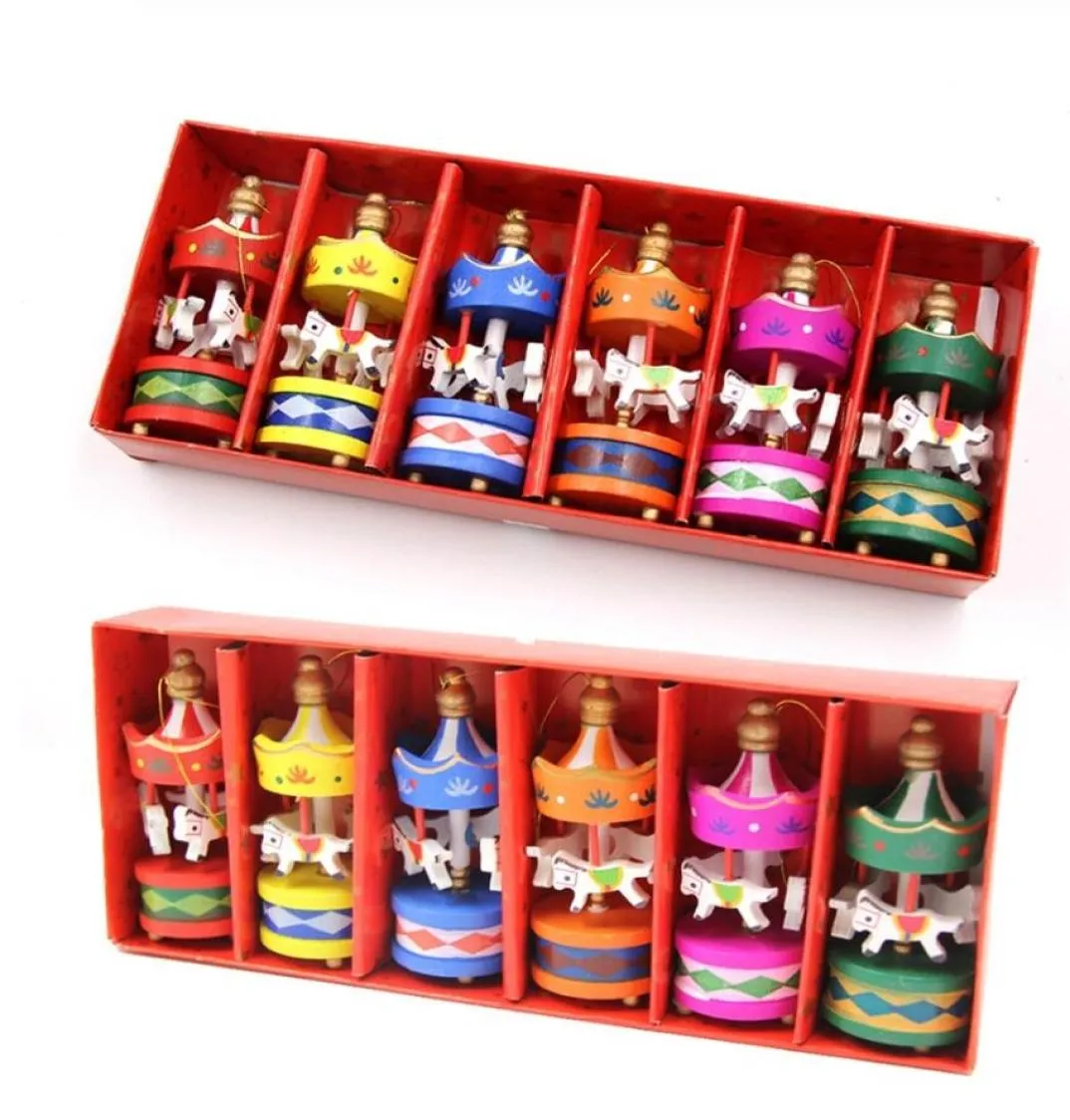 Carrousel en bois ornements en bois artisanat ornements de Noël mini beaux beaux enfants en bois cadeau cadeaux