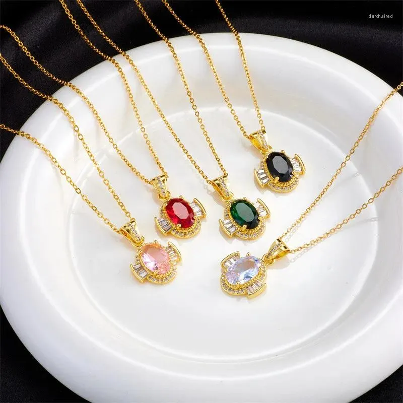 Colliers pendants Collier Ellipse Zircon High Grade Collier Party de bijoux de cou géométrique Géométrique Cadeaux pour femmes filles
