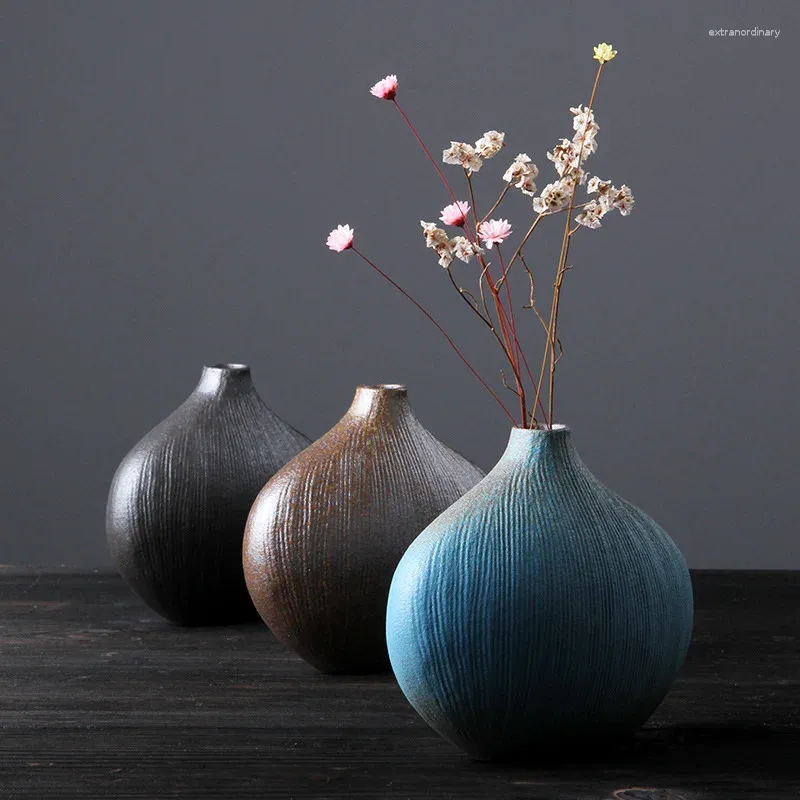 Vasen japanische Blumenkreativität Trockene Blume Rough Keramik Haus, die weiche Dekorationsanordnung und Vase liefern