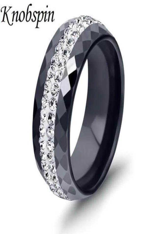 8mm Blackwhite Farben Keramik Ring Eingelegtes Zirkon einfach stilvolle Hochzeitsvergütung Ring Charme Frauen Männer Schmuck US Size 6984005883982527