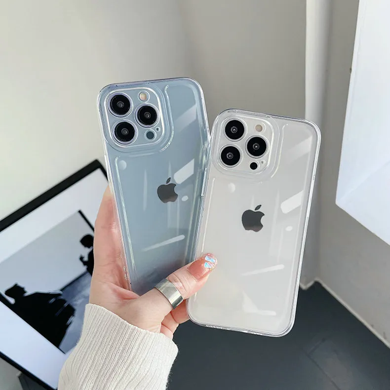 For iPhone 15 Pro Max 14 13 12 11 Plus Mini Durable Transparent Soft Silicone TPU Mobile Phone Cases Back Cover Non-Yellowing Retail and Wholesale