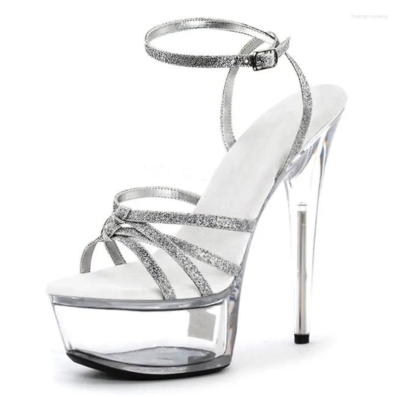 Dansschoenen sexy plezier voor vrouwen 15 cm stiletto sandalen lovertjes riem hakken 6 inch platform