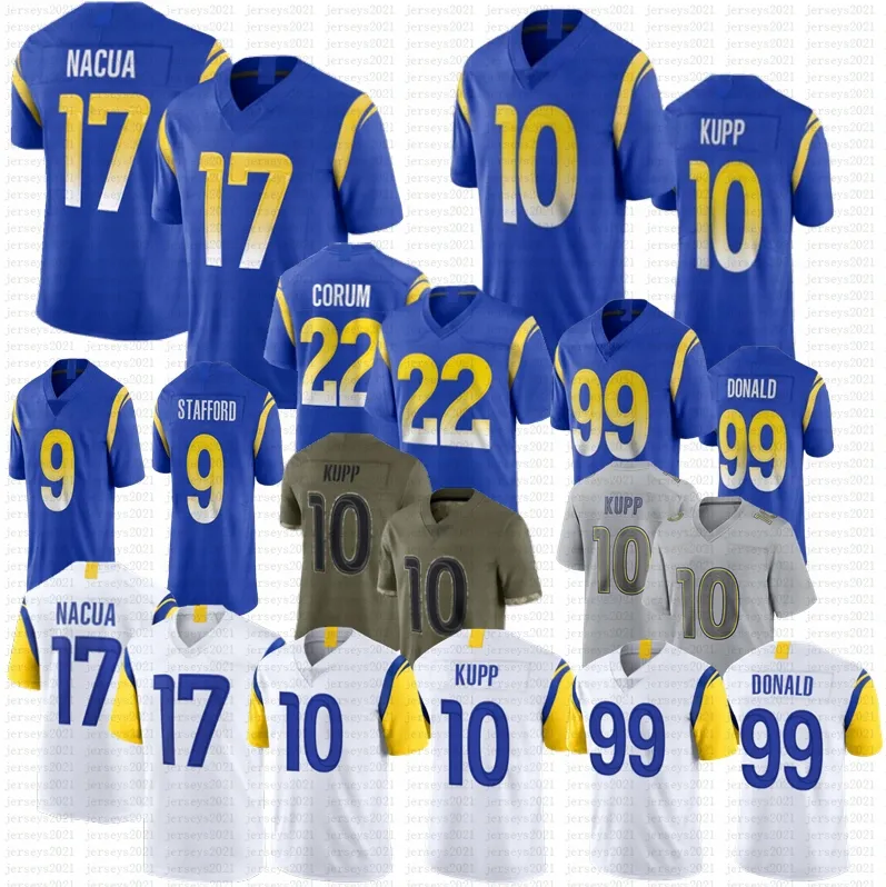 17 Puka Nacua Cooper Kupp Football Trikot Jared Vers Aaron Donald Matthew Stafford Blake Corum Kyren Williams Jimmy Garoppolo Warner Eric Dickerson